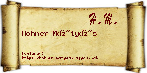 Hohner Mátyás névjegykártya